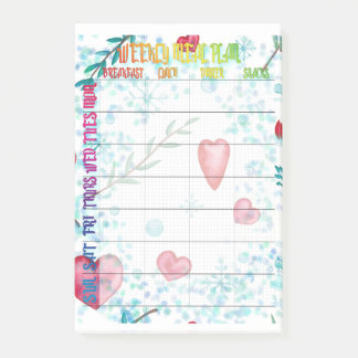 Weekly meal planner post-it notes