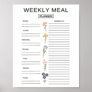 Weekly Meal Planner Printable Poster