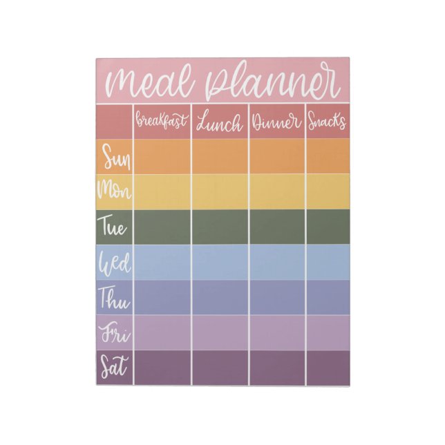 Weekly Meal Planner - Rainbow - Notepad (Rotated)