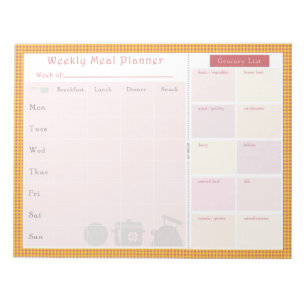 Weekly Meal Planner Summer Chequered Notepad