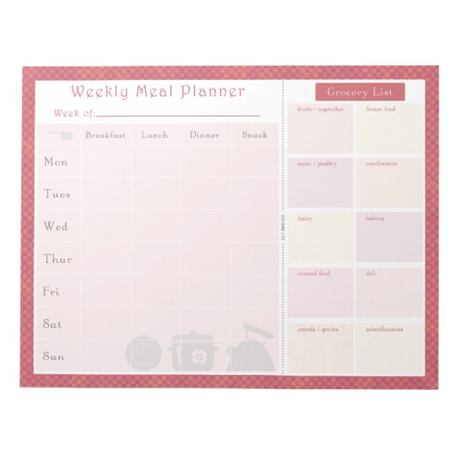 Weekly Meal Planner Summer Circles Notepad (Front)