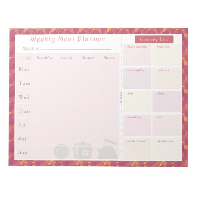 Weekly Meal Planner Summer Wave Notepad (Front)