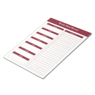 Weekly Meal Planner - Wine Notepad