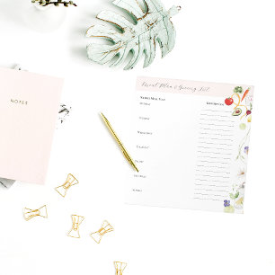 Weekly Meal Planner with Grocery List Notepad