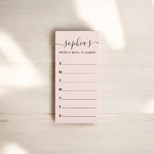 Weekly Meal Script Calligraphy Blush Pink Magnetic Notepad