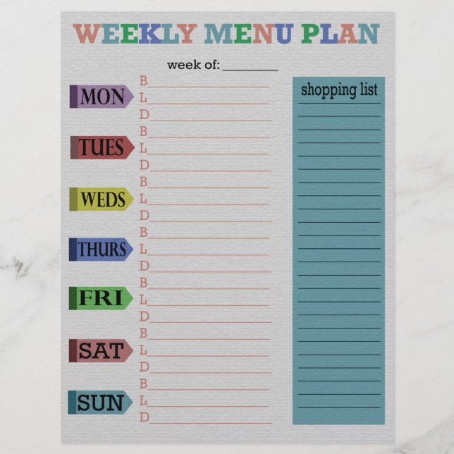 Weekly Menu Plan (Front)