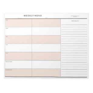 Weekly Menu Planner Notepad