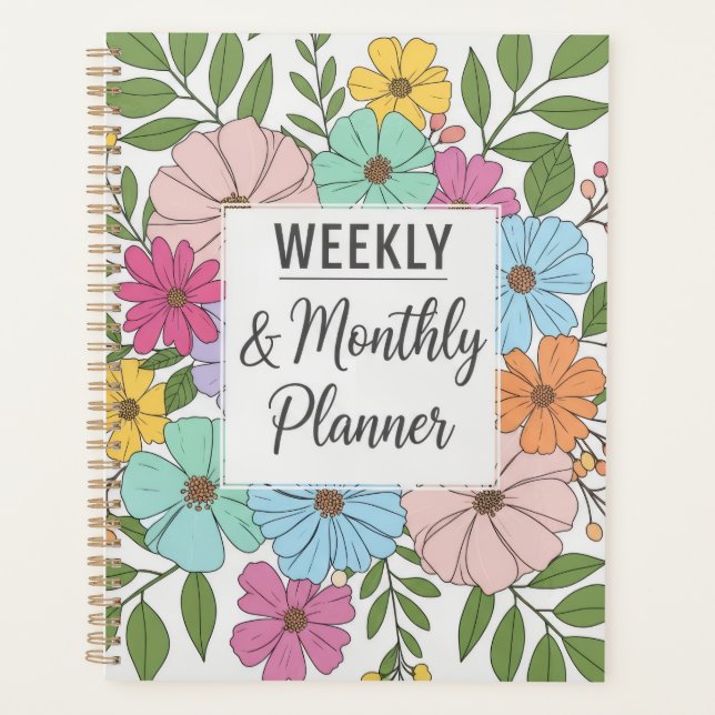 Weekly & Monthly Planner 2025 – Floral Cover (Front)