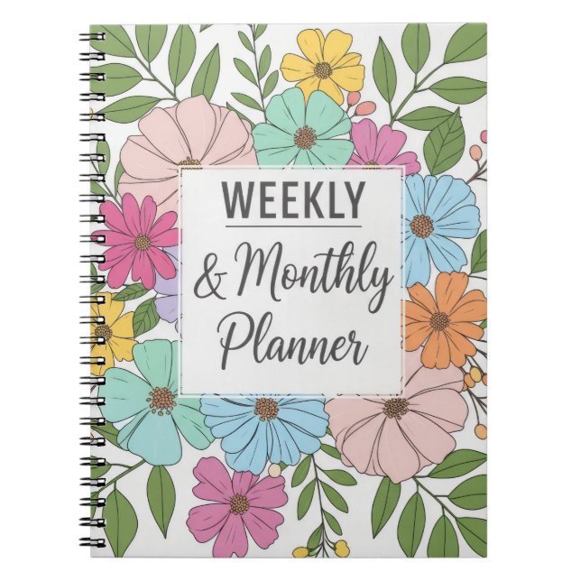 Weekly & Monthly Planner 2025 – Floral Cover Notebook (Front)