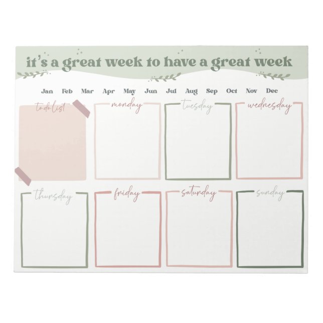 Weekly Organiser Notepad (Front)