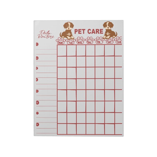 Weekly Pet care Notepad  (Rotated)