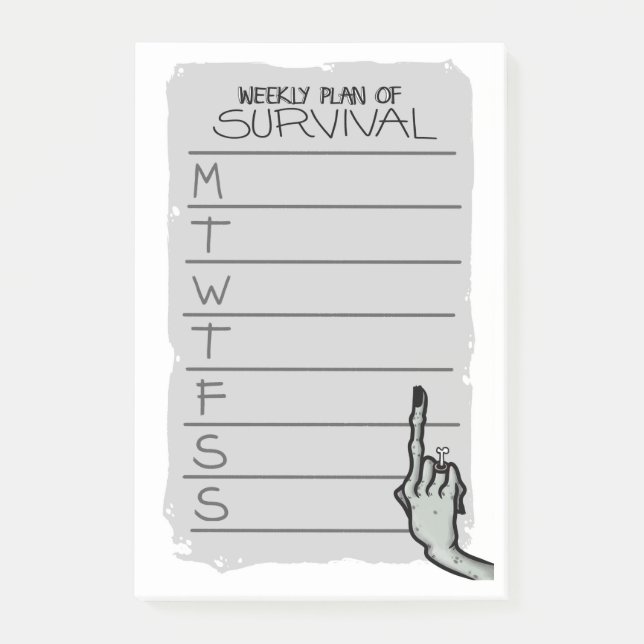 Weekly Plan of Survival Post-it Notes (Front)