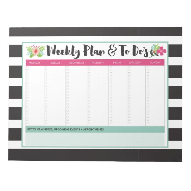 Weekly Plan & To-Do List Large Notepad (Front)