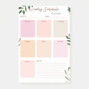 Weekly planner and organiser post-it notes