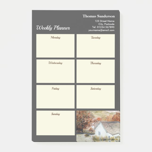 Weekly Planner Autumn Buttermere Village England Post-it Notes (Front)