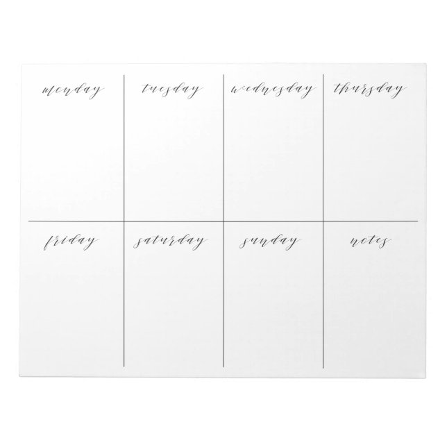 Weekly Planner Blank Calendar Notepad (Front)