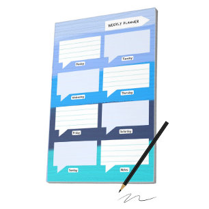Weekly planner blue shades notepad