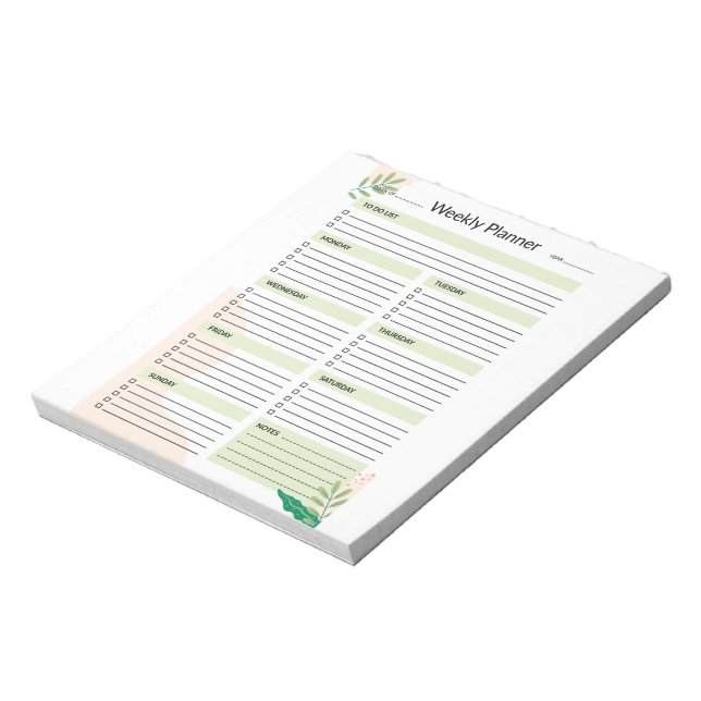 Weekly Planner Calendar Organiser To Do List Notep Notepad (Rotated)