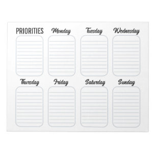 Weekly Planner Calendar Tear Away White Notepad