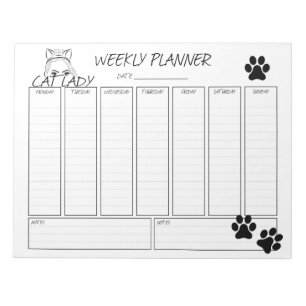 Weekly Planner Cat Lady Notepad