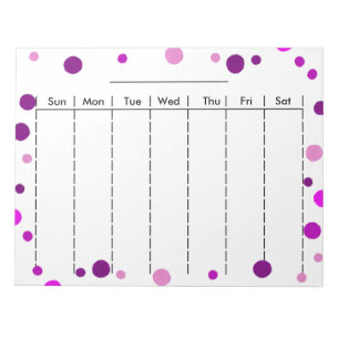 Weekly  Planner Chart with Days of the Week Pages Notepad