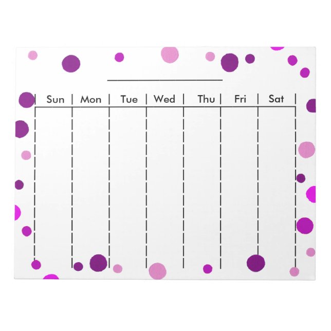 Weekly  Planner Chart with Days of the Week Pages Notepad (Front)