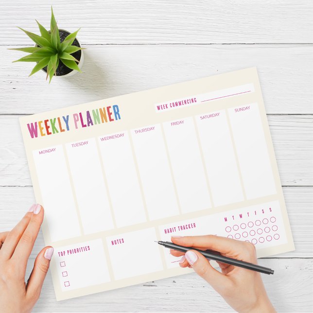 Weekly Planner Colourful Text Notepad (Creator Uploaded)