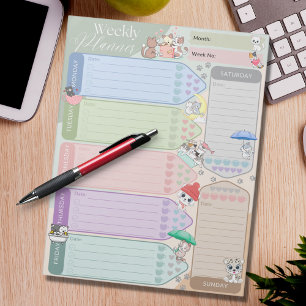 Weekly Planner Cute Cat Kitten Multicolored Notepad