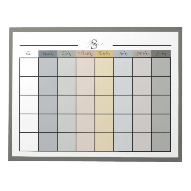Weekly Planner Daily Colour Combo 1  Notepad (Front)