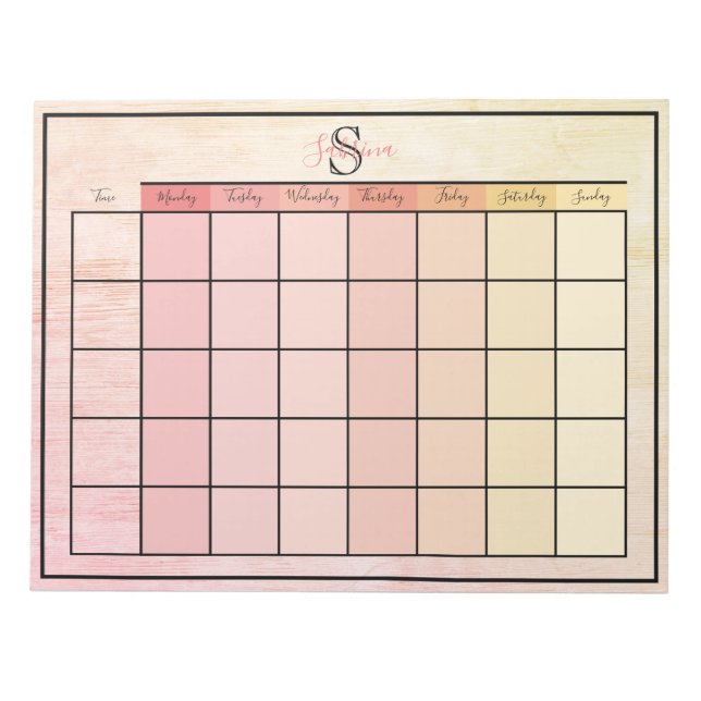 Weekly Planner Daily Pink Yellow Colour Notepad (Front)