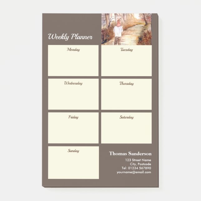 Weekly Planner Father Daughter Walk Autumn Trail Post-it Notes (Front)