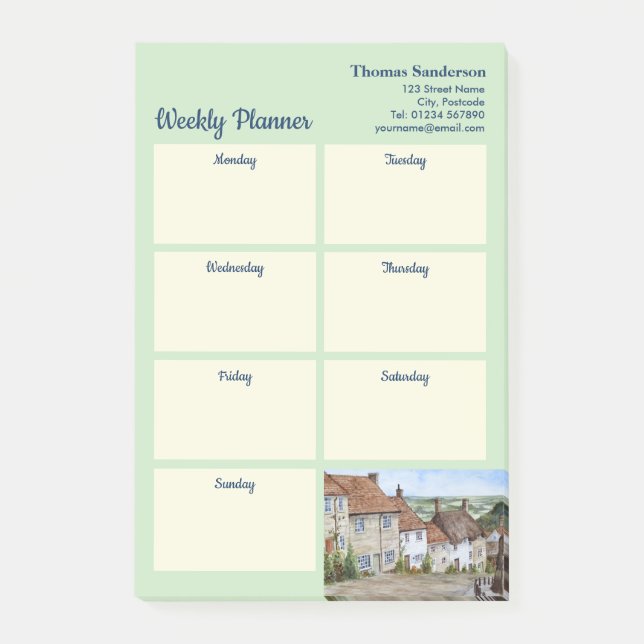 Weekly Planner Gold Hill Shaftesbury Dorset UK Post-it Notes (Front)