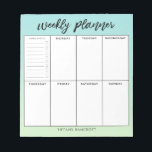 Weekly Planner Green Ombre | Add Name Notepad<br><div class="desc">Elegant and modern weekly planner. There are 8 boxes on the notepad to write down your schedule and plan for each day of the week. The first back is a weekly checklist. The background is in a pretty green ombre colour. You can add your name at the bottom.</div>