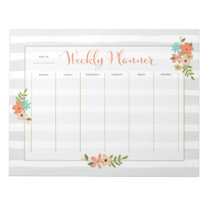 Weekly Planner Grey Stripe Notepad