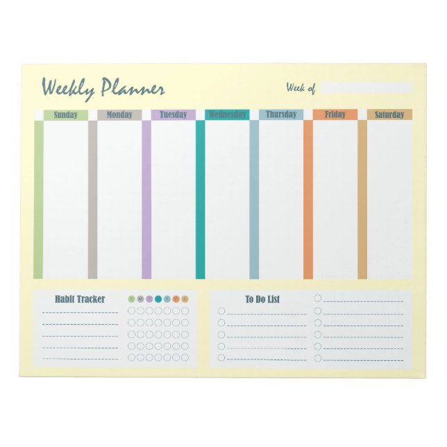 Weekly Planner Habit Tracker To Do List Notepad (Front)