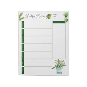 Weekly Planner  Minimalist plant illustration Notepad