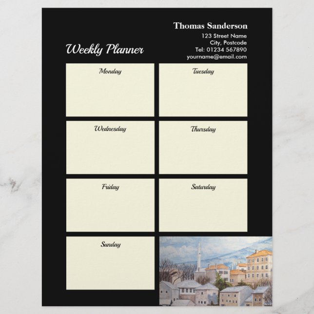 Weekly Planner Mostar City Bosnia Architecture Custom Letterhead (Front)