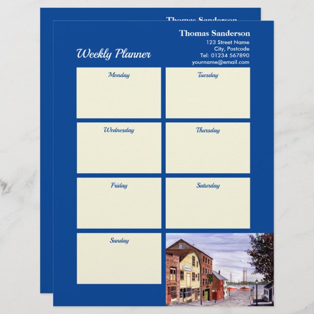 Weekly Planner New Bedford Massachusetts Painting Custom Letterhead (Front/Back)
