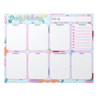 Weekly Planner Notepad | Cosy Book Lovers Pattern