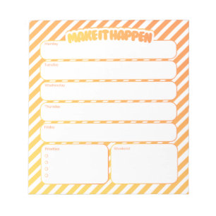 Weekly Planner Notepad - Yellow Striped