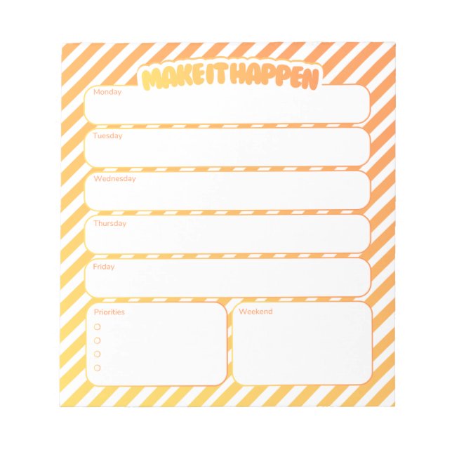 Weekly Planner Notepad - Yellow Striped (Front)