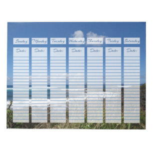 Weekly Planner Ocean Waves Photograph Beach Grass Notepad