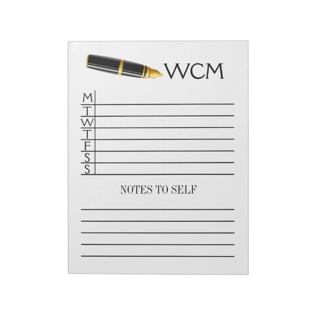 Weekly Planner Pad / Binder Notebook Insert (Rotated)