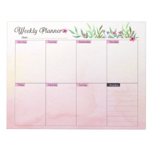Weekly planner - Pink floral style Notepad