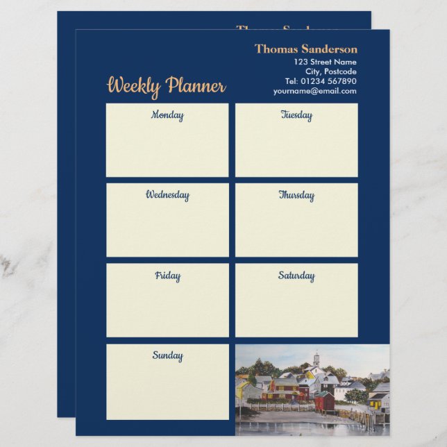 Weekly Planner Portsmouth Harbour New Hampshire Custom Letterhead (Front/Back)