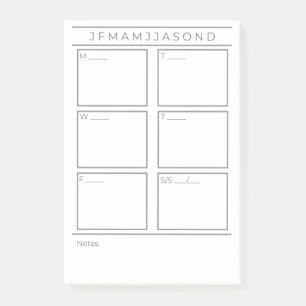 Weekly Planner Post It Notes Pad 4"x 6"