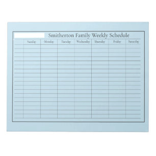 Weekly Planner Schedule Sky Blue Notepad