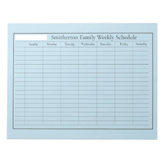 Weekly Planner Schedule Sky Blue Notepad