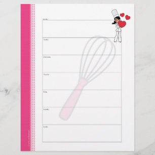 Weekly Planner Sheets for Bakers and Cooks