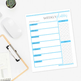 Weekly Planner Stationery Paper Baby Blue